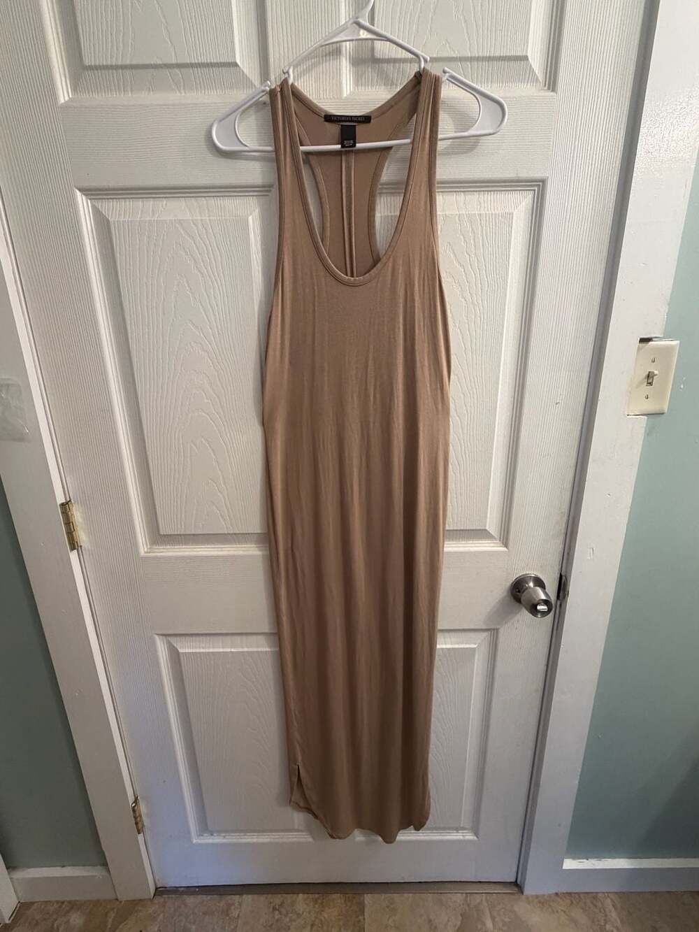 Victoria's Secret Beige Racerback Sleeveless Midi Tank Dress Size XS Stretchy